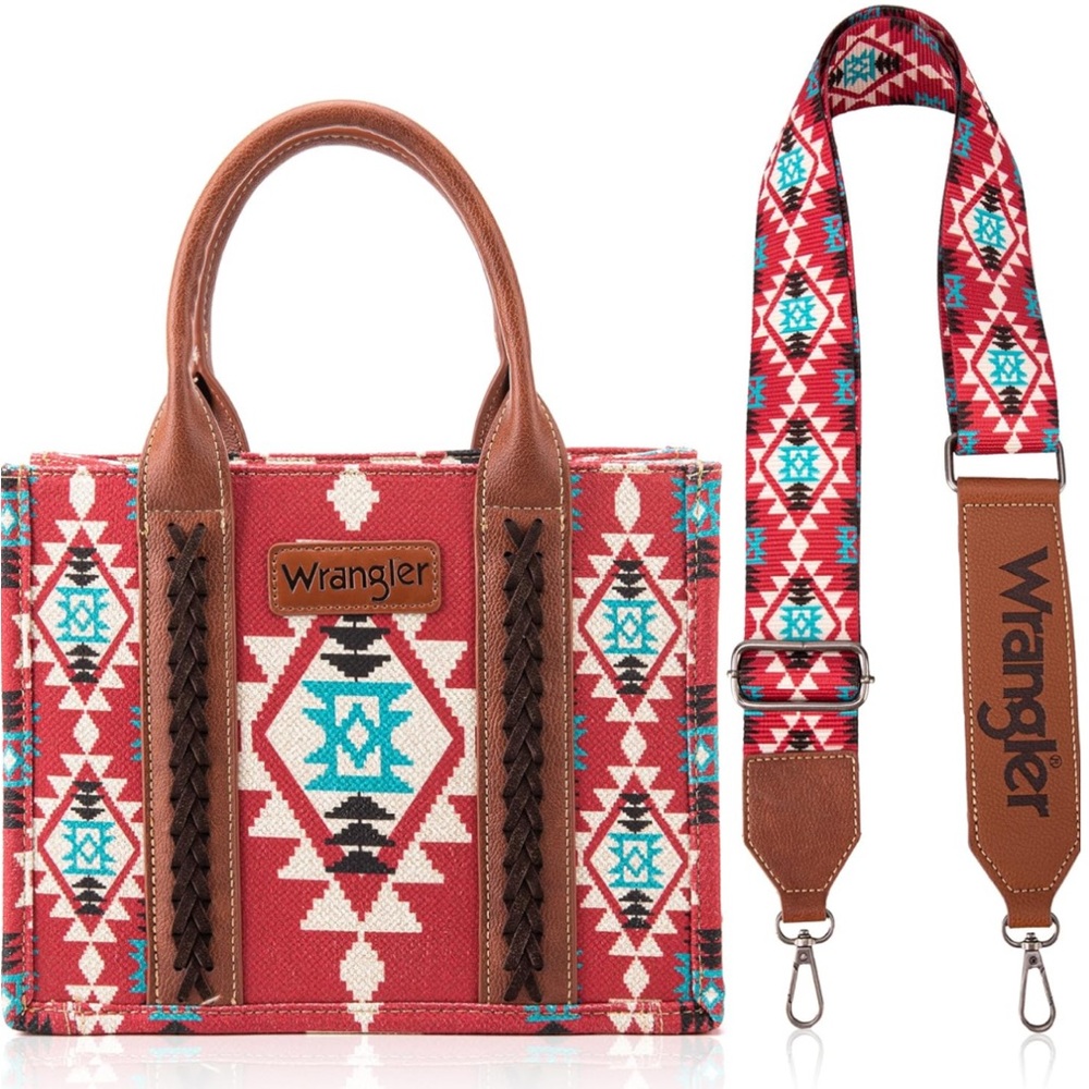 Wrangler Red Aztec Tote Purse